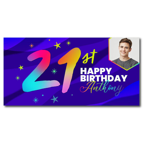 21st Birthday Banner - Blue Rays