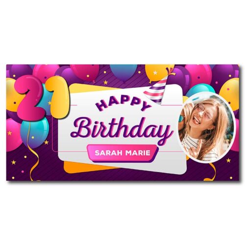 21st Birthday Banner - Purple Rays