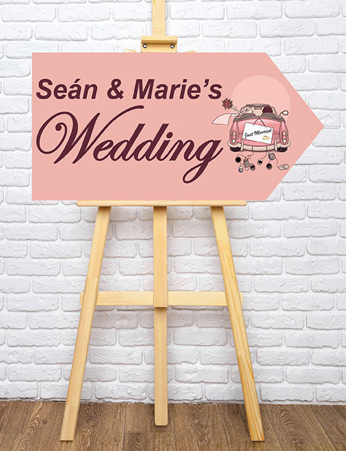 Wedding Road Sign - Pink Car - Image 2