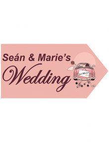 Wedding Road Sign - Pink Car
