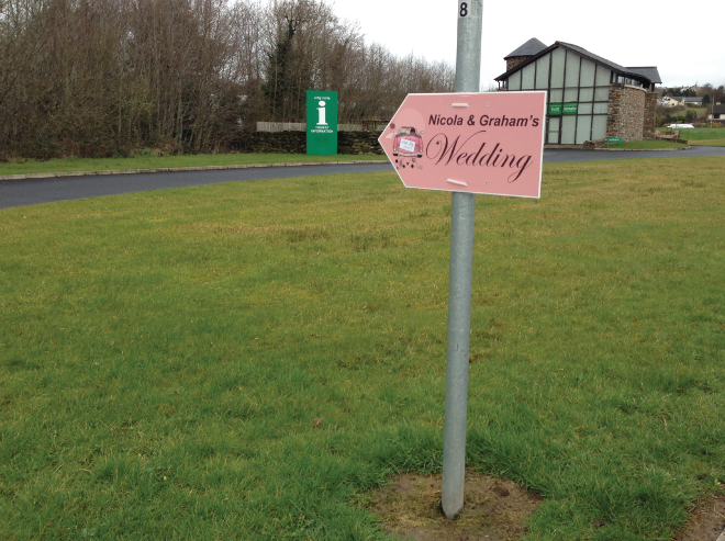 Wedding Road Sign Pink Car