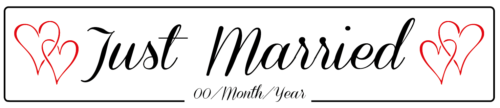 Just Married Hearts - Wedding Number Plate