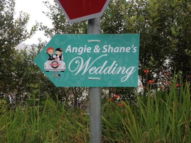 Wedding Road Sign Teal