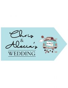 Wedding Road Sign - Blue Car