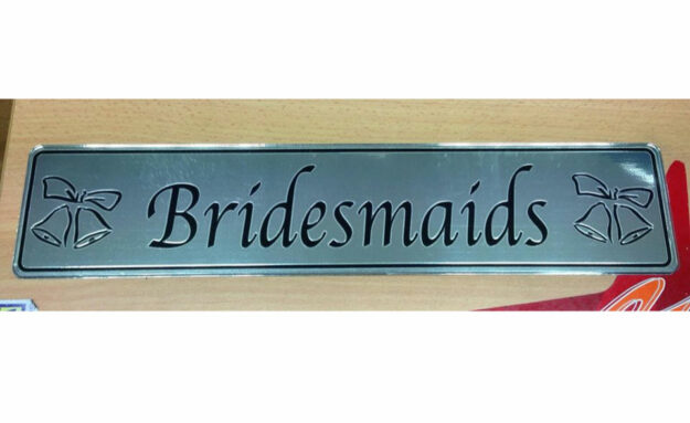 bridesmaids silver wedding number plate