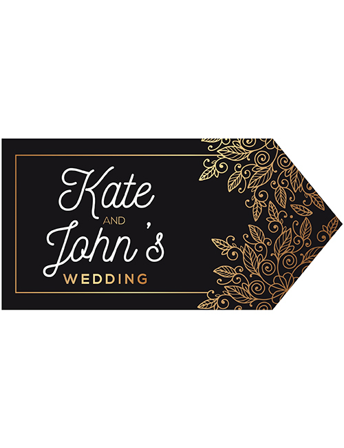 Wedding Road Sign Black Gold