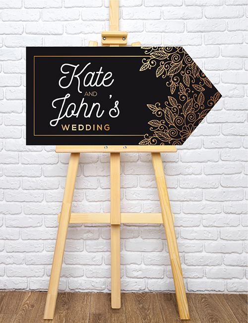 Wedding Road Sign - Black Gold - Image 2