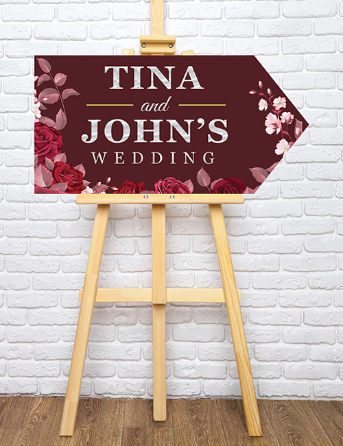 Wedding Road Sign - Burgundy - Image 2