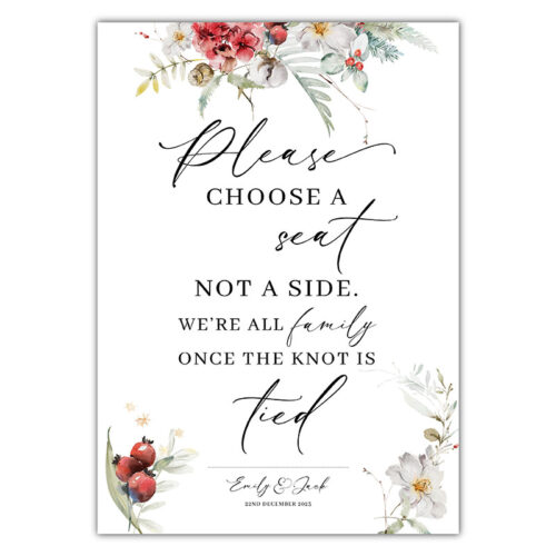 Choose A Seat Sign - Winter Red