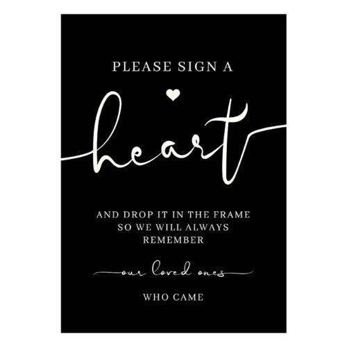 Guestbook Heart Sign - Black