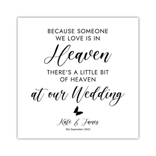 Heaven At Our Wedding Sign - white