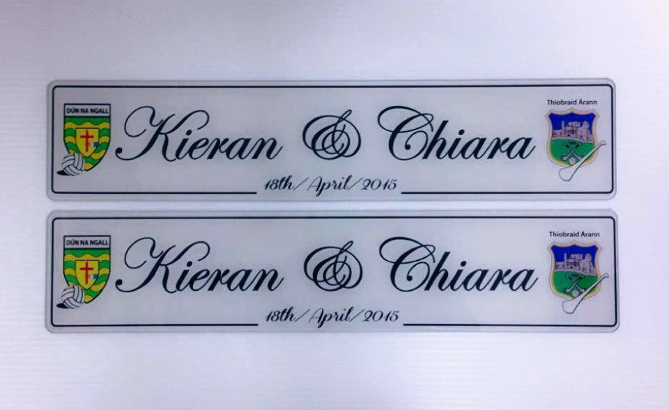 county crest wedding number plate
