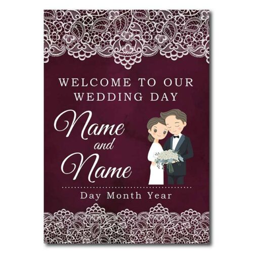 Welcome Sign - Burgundy Lace
