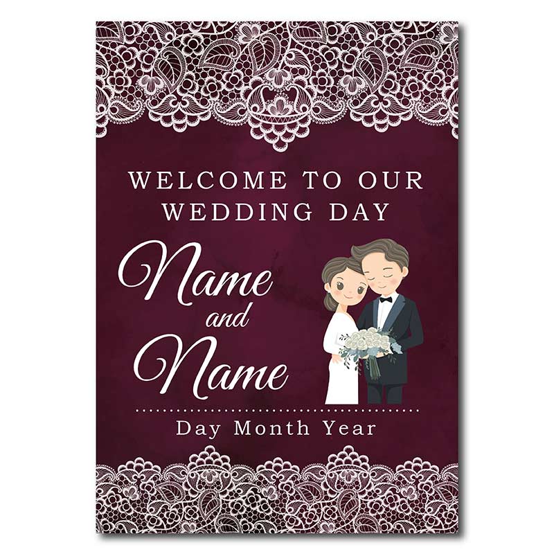 Welcome Sign - Burgundy Lace