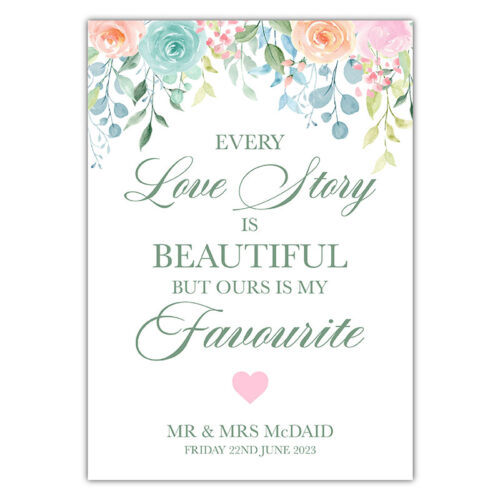 Every Love Story Is Beautiful Sign - Teal