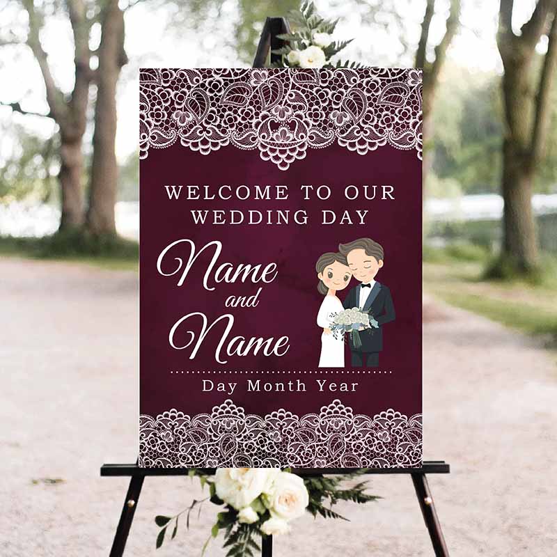 Welcome Sign - Burgundy Lace - Image 2
