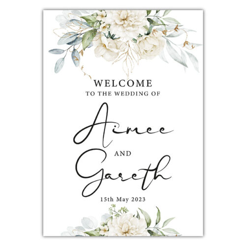 Welcome Sign - Ivory Flowers