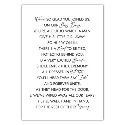 Our Big Day Sign - White