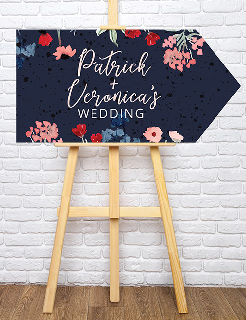 Wedding Road Sign - Dark Floral - Image 2