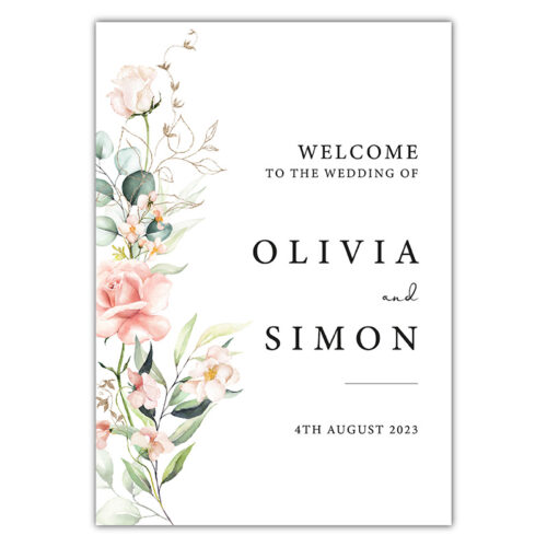 Welcome Sign - Pink Flowers