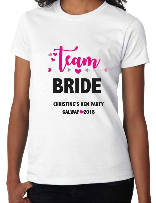 team bride personalised hen t-shirt