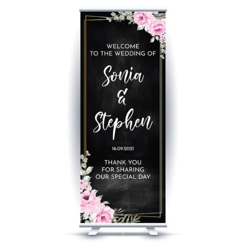 Wedding Pull Up Banner Charcoal