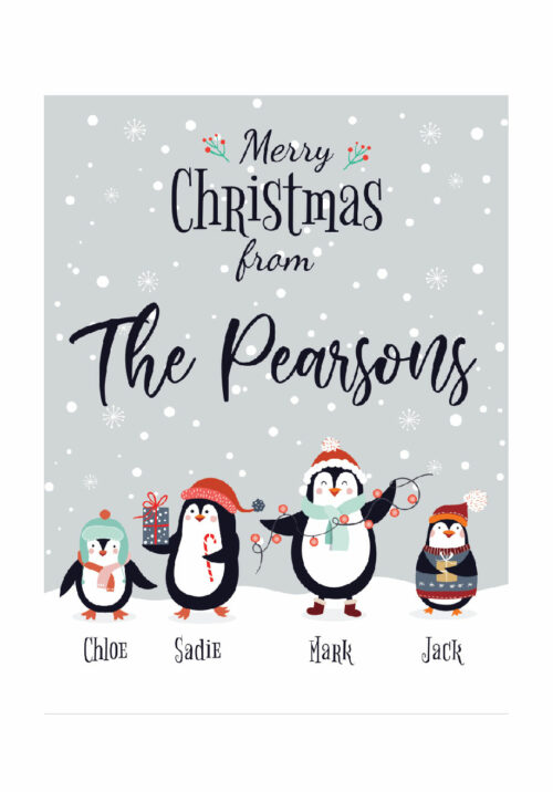 Christmas Penguin - Family sign