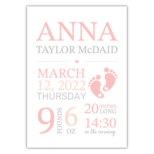 Baby Pink Footprint - Bedroom Wall Sign