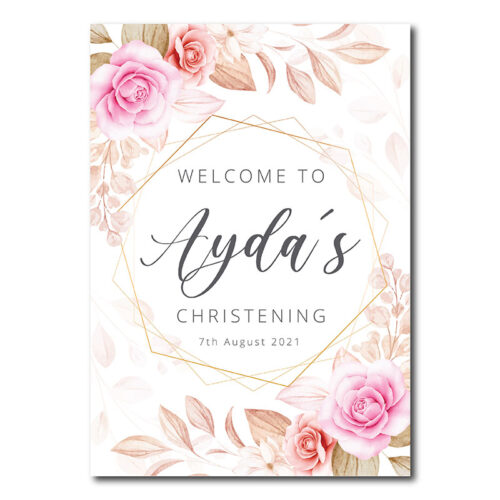 christening welcome sign girl