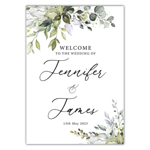 Welcome Sign - Green Leaf