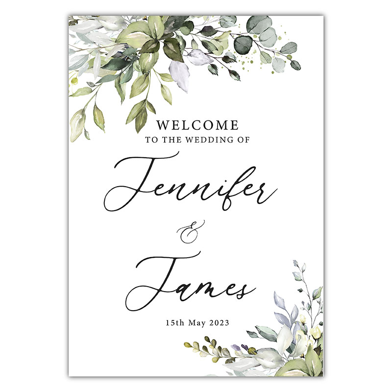 Welcome Sign - Green Leaf