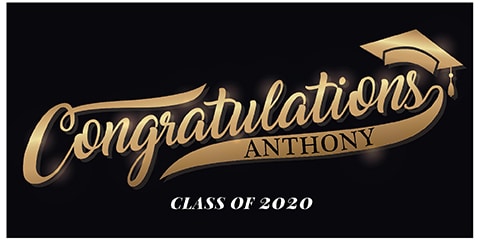 Graduation Banner Black and Gold