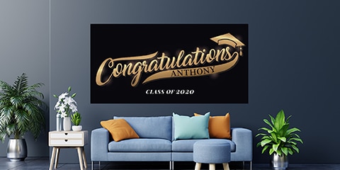 Graduation Banner Black and Gold