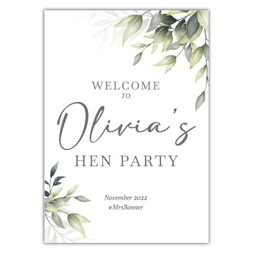 Hen Party Sign - Greenery