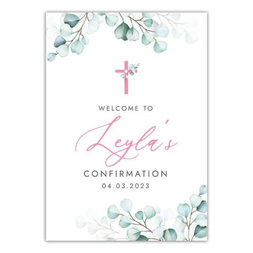 Confirmation Party Sign - Pink
