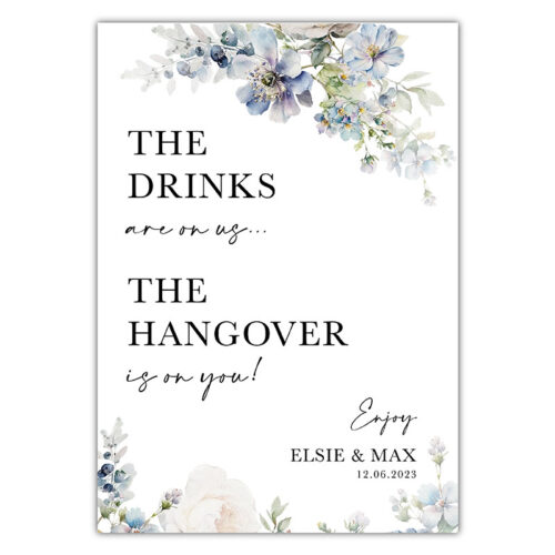 Drinks Sign - Blue Flower