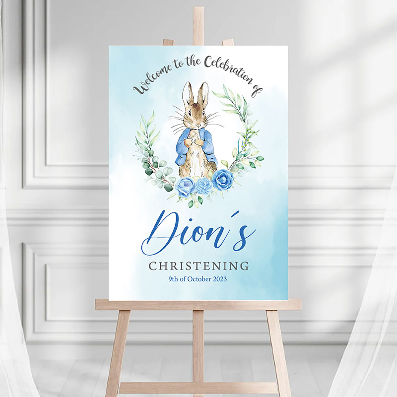 Christening Welcome Sign - Peter Rabbit Blue - Image 2