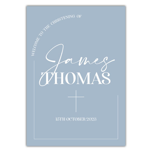 Christening Welcome Sign -  Modern Dusky Blue
