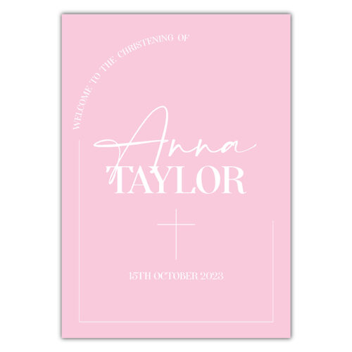 Christening Welcome Sign -  Modern Pink