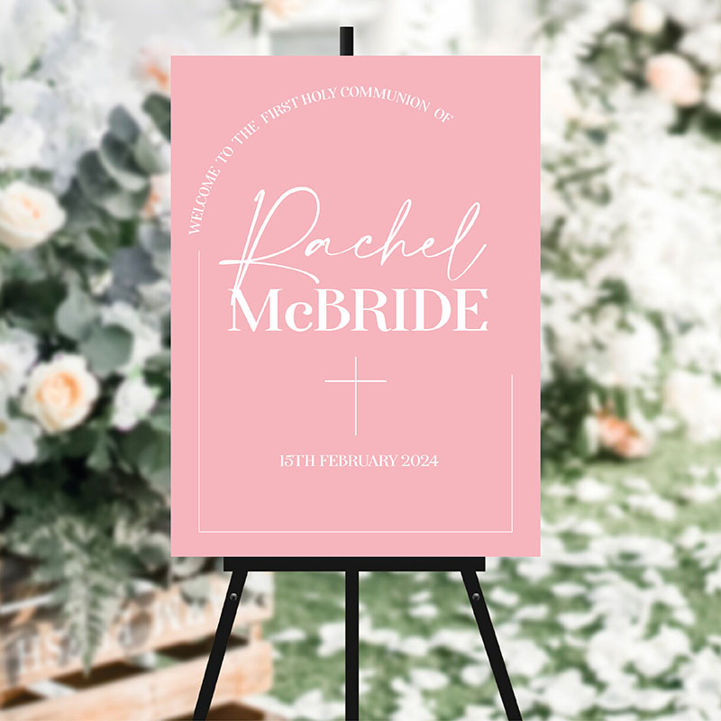 Communion Party Sign - Modern Blush Pink - Image 2