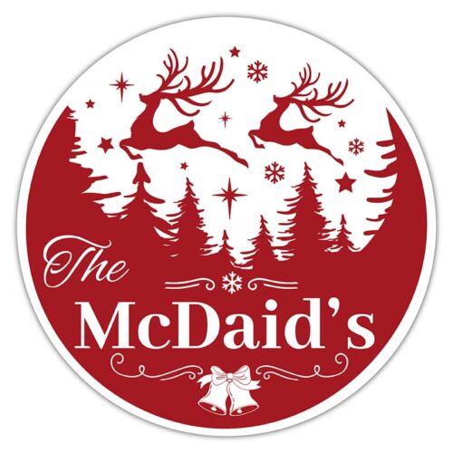 Family Reindeer Bell Door Sign