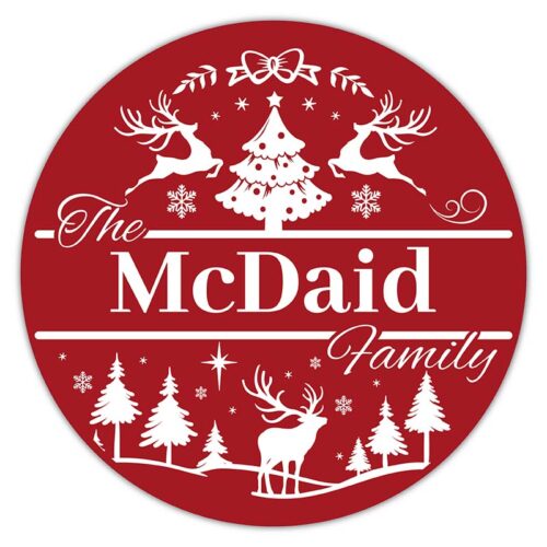 Family Reindeer Door Sign