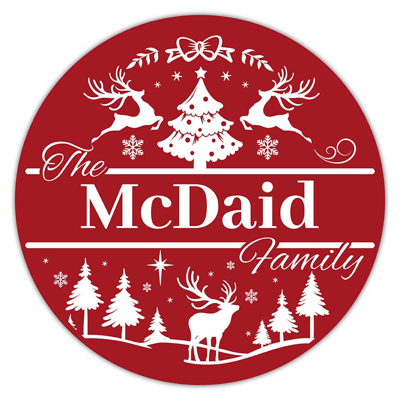 Family Reindeer Door Sign