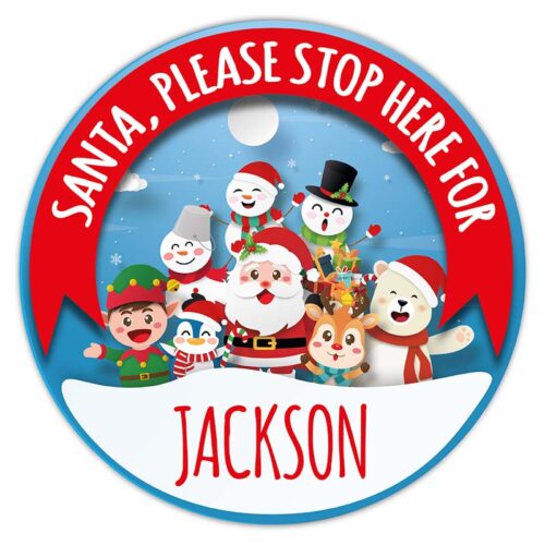 Santa Stop Here Blue Door Sign