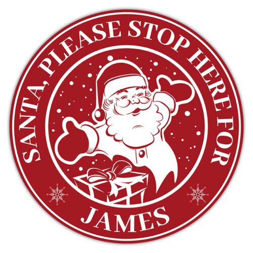 Santa Stop Here Red Door Sign