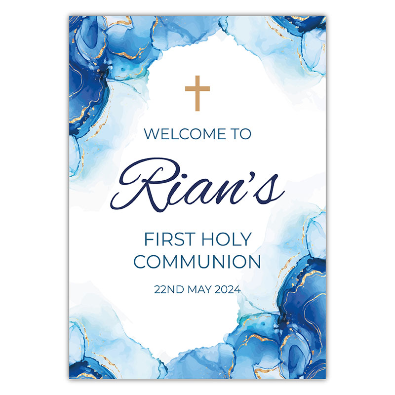 Communion Welcome Sign - Blue Ink