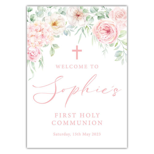 Communion Welcome Sign - Pink