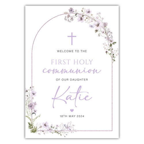 Communion Welcome Sign - Lilac