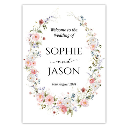 Welcome Sign - Wild Floral Wreath