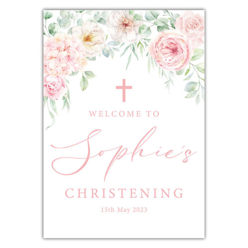 Christening Welcome Sign -  Blush Pink